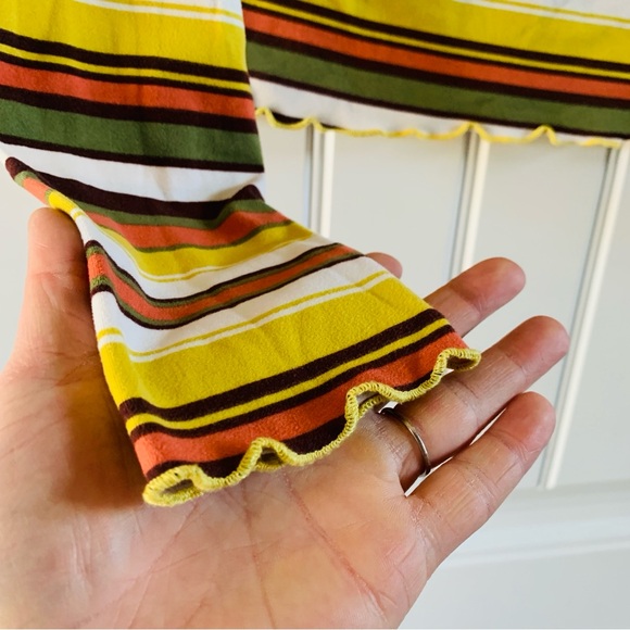 Forever 21 Retro Style Striped Mock Neck Long Sleeve Ruffle Trim Shirt | Medium - Picture 5 of 7